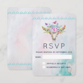 Cartons Réponse Crâne animal Boho avec papillons et fleurs (Devant / Derrière)