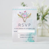 Cartons Réponse Crâne animal Boho avec papillons et fleurs (Debout devant)