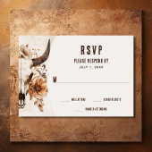 Cartons Réponse Crâne de vache rousse Floral Boho Western Mariage
