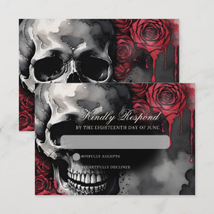 Cartons Réponse Crâne gothique et Rose Élégant Mariage sombre