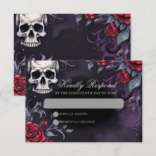 Cartons Réponse Crâne gothique et Rose Élégant Mariage sombre