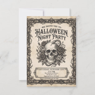 Cartons Réponse Crâne gothique serpent nuit d'Halloween fête vinta