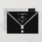 Cartons Réponse Cravate noire R.S.V.P. (Devant / Derrière)