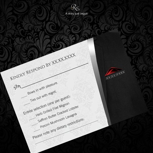 Cartons Réponse Cravate noire R.S.V.P.