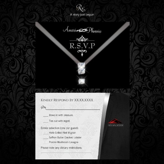 Cartons Réponse Cravate noire R.S.V.P.