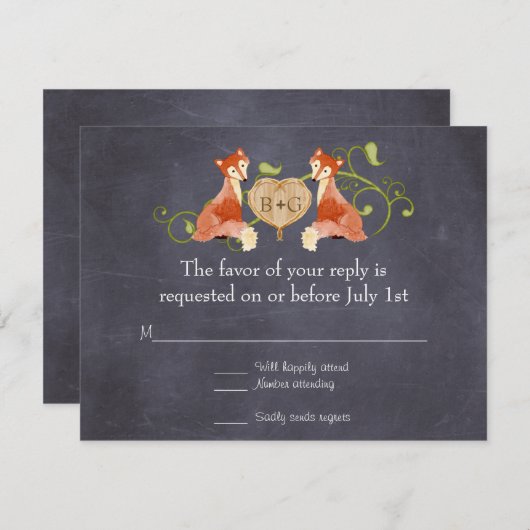 Cartons Réponse Créatures animales boisées, renard n vignes Mariag (Devant / Derrière)