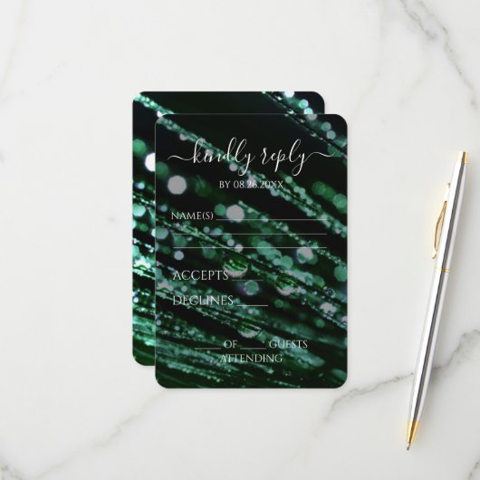 Cartons Réponse Créez votre propre - Bokeh Frosted Branches (Devant/Arrière en situation)