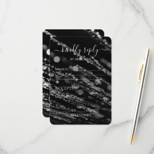 Cartons Réponse Créez votre propre - Bokeh Frosted Branches (Devant/Arrière en situation)