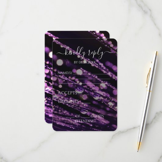 Cartons Réponse Créez votre propre - Bokeh Frosted Branches (Devant/Arrière en situation)