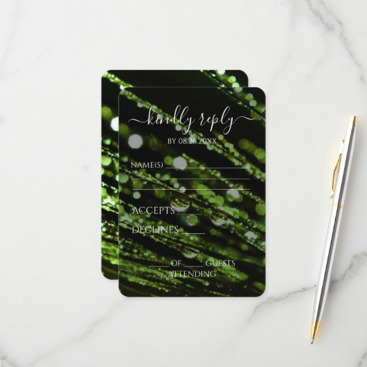 Cartons Réponse Créez votre propre - Bokeh Frosted Branches (Devant/Arrière en situation)