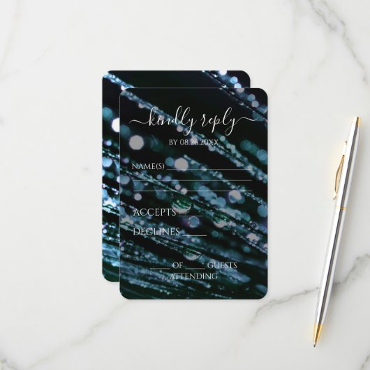 Cartons Réponse Créez votre propre - Bokeh Frosted Branches (Devant/Arrière en situation)