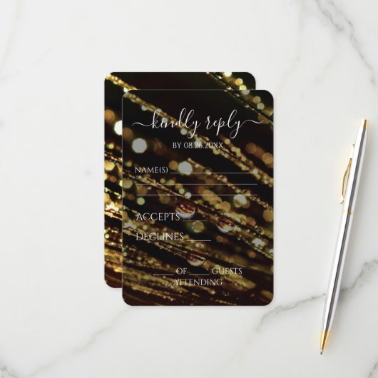 Cartons Réponse Créez votre propre - Bokeh Frosted Branches (Devant/Arrière en situation)