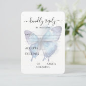 Cartons Réponse Créez votre propre papillon d'aquarelle bleu viole (Debout devant)