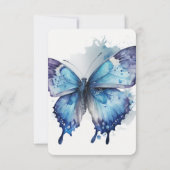 Cartons Réponse Créez votre propre papillon d'aquarelle bleu viole (Dos)