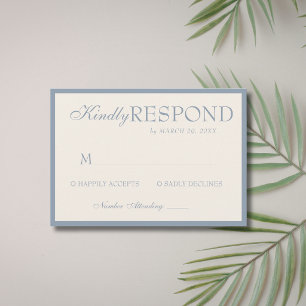 Cartons Réponse Crème Bleu Poussiéreux Argent Ancien Mariage Luxe