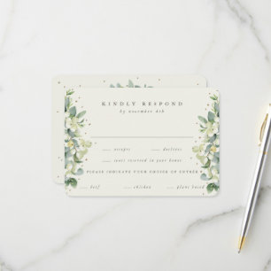 Cartons Réponse Crème de neige + Eucalyptus Mariage d'hiver aux co