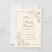 Cartons Réponse Creme et or Floral Feuille Branche Musulmane Maria (Devant)