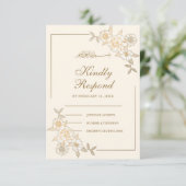 Cartons Réponse Creme et or Floral Feuille Branche Musulmane Maria (Debout devant)