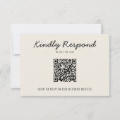 Cartons Réponse Crème noire moderne QR Code Bright Retro Mariage (Devant)