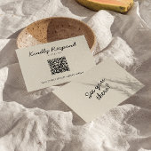Cartons Réponse Crème noire moderne QR Code Bright Retro Mariage