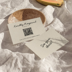 Cartons Réponse Crème noire moderne QR Code Bright Retro Mariage