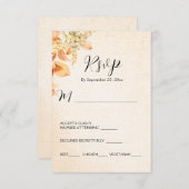 Cartons Réponse Crème orange pâle Mariage floral automne (Devant / Derrière)