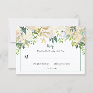 Cartons Réponse Crème Roses Blanches Parties scintillant Verdure R