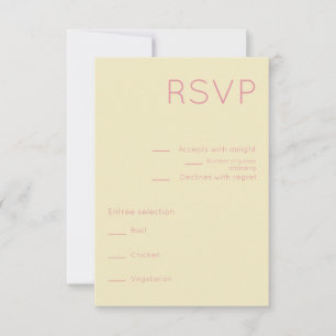 Cartons Réponse Crème simple et rose Mariage moderne du milieu du 