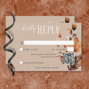 Cartons Réponse Crème Tan Rustique & Chute Brown Code QR Floral