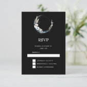 Cartons Réponse Crescent Bleu Lune avec Mariage Fleurs Blanches (Debout devant)