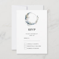 Crescent Bleu Lune avec Mariage Fleurs Blanches