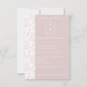Cartons Réponse Crest Monogram Blush Pink Mariage (Devant)