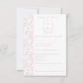 Cartons Réponse Crest Monogram Blush Pink Mariage (Devant)