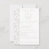 Cartons Réponse Crest Monogram Pale Taupe Mariage (Devant)