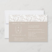 Cartons Réponse Crest Monogram Pale Taupe paysage Mariage (Devant)
