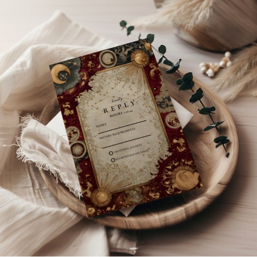 Cartons Réponse Crimson Celestial Baroque Wedding