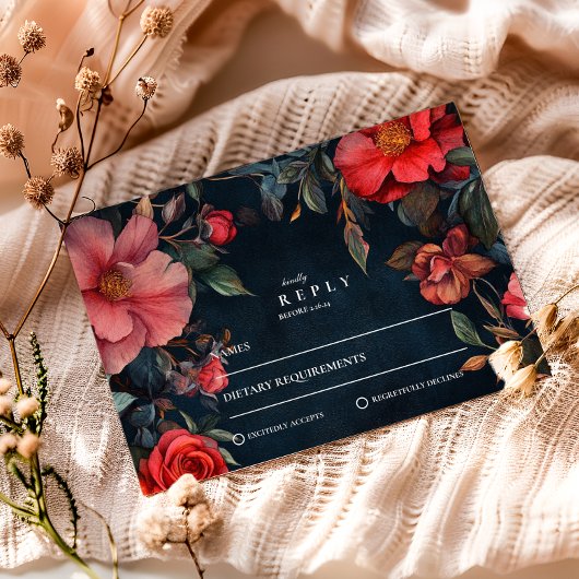 Cartons Réponse Crimson Noir Mariage