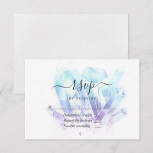 Cartons Réponse Cristaux Aquarelle Géométrique Mariage
