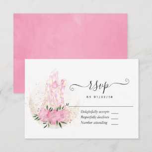 Cartons Réponse Cristaux géométriques roses aquarelle