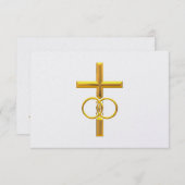 Cartons Réponse Croix 3-D d'or avec anneaux Mariages (Devant / Derrière)