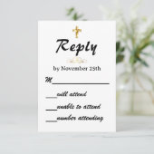 Cartons Réponse Croix chrétienne Mariage or simple (Debout devant)