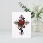 Cartons Réponse Croix d'argent avec une rose rouge (Debout devant)
