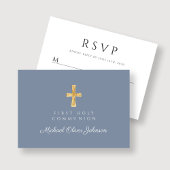 Cartons Réponse Croix religieuse Dusty Blue Boy First Communion