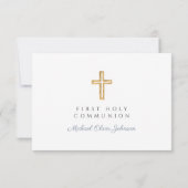 Cartons Réponse Croix religieuse Dusty Blue Boy First Communion (Dos)