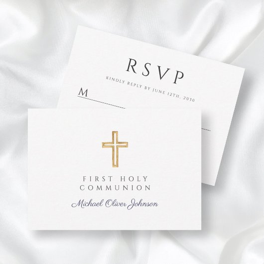 Cartons Réponse Croix religieuse Marine Blue Boy Première communio