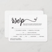 Cartons Réponse Custom Elegant script repas Mariage toute allergie (Devant / Derrière)
