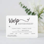 Cartons Réponse Custom Elegant script repas Mariage toute allergie (Debout devant)