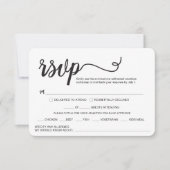 Cartons Réponse Custom Elegant script repas Mariage toute allergie (Devant)