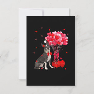 Cartons Réponse Cute Boston Terrier Valentines Day Heart Amoureux 