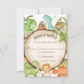 Cartons Réponse Cute Friendly Dinosaures Baby shower 1er anniversa (Devant)